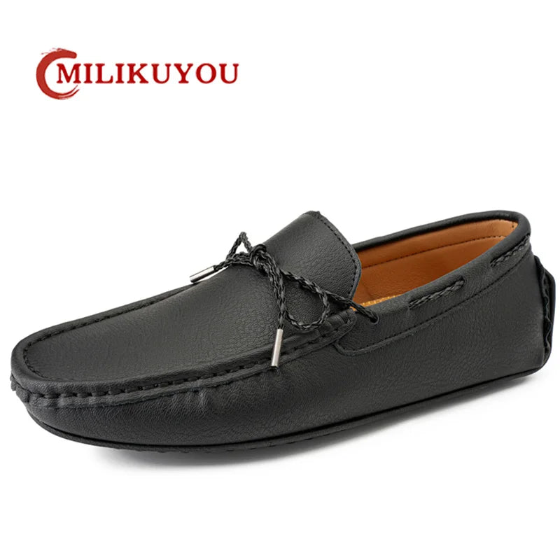 2023 Genuine Leather Men Casual Shoes Luxury Brand Mens Loafers Moccasins Breathable Slip on Black Driving Shoes Plus Size 38-49