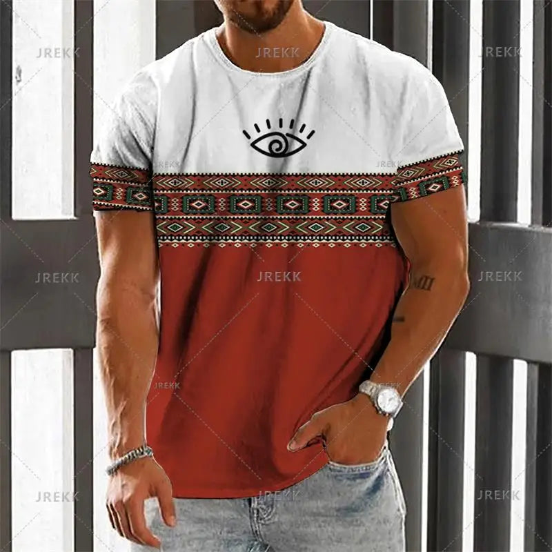 African Clothes For Men Dashiki T Shirts Traditional Wear Clothing Round Neck Casual Retro Streetwear Vintage Ethnic Style Tops