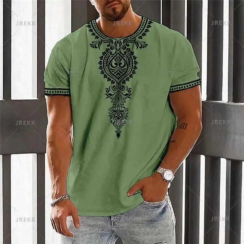 African Clothes For Men Dashiki T Shirts Traditional Wear Clothing Round Neck Casual Retro Streetwear Vintage Ethnic Style Tops