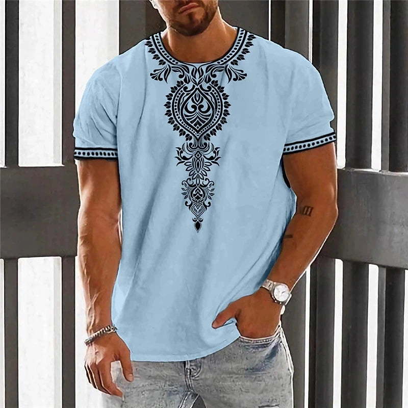 African Clothes For Men Dashiki T Shirts Traditional Wear Clothing Round Neck Casual Retro Streetwear Vintage Ethnic Style Tops