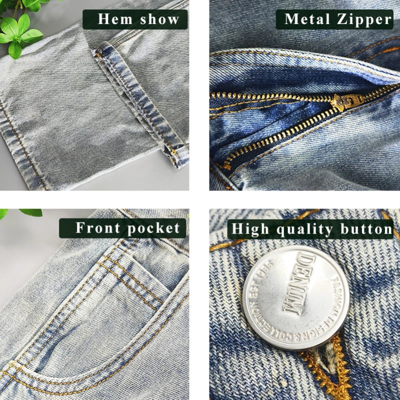 2024 Summer Spring New Vintage Soft Cotton Jeans for Men Clothing Washed Loose Straight Man Pants Baggy Jeans KK1013