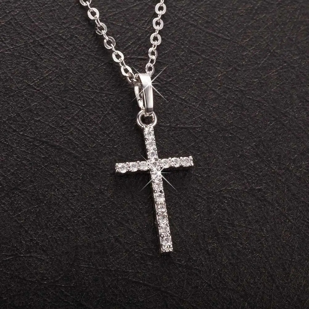 New Fashion Crystal Cross Pendants Necklace Gold Silver Color Jesus Cross Necklace For Men Women Jewelry Gift Wholesale