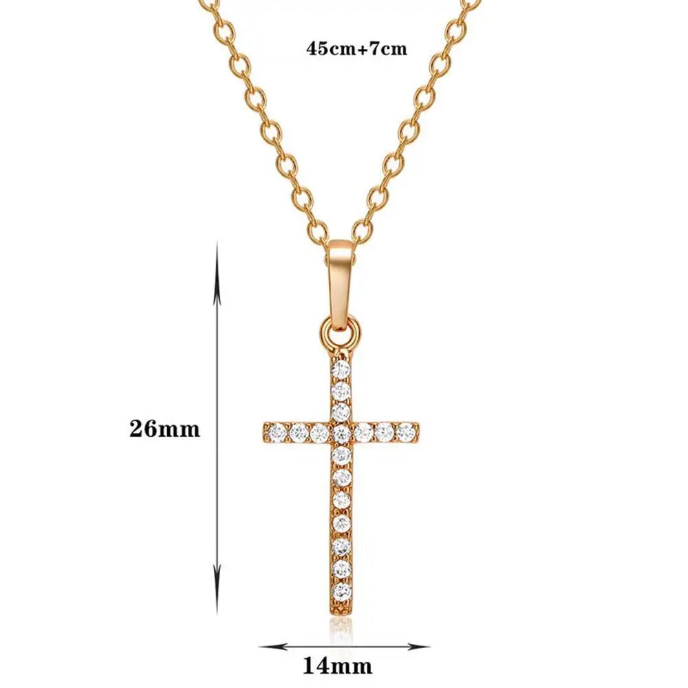 New Fashion Crystal Cross Pendants Necklace Gold Silver Color Jesus Cross Necklace For Men Women Jewelry Gift Wholesale