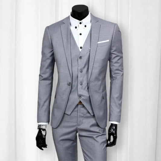 Men Skinny 3 Pieces Set Formal Slim Fit Business Suit Zipper Solid Male Groom Wedding Blazers Formal Jacket Coat Pants Vest