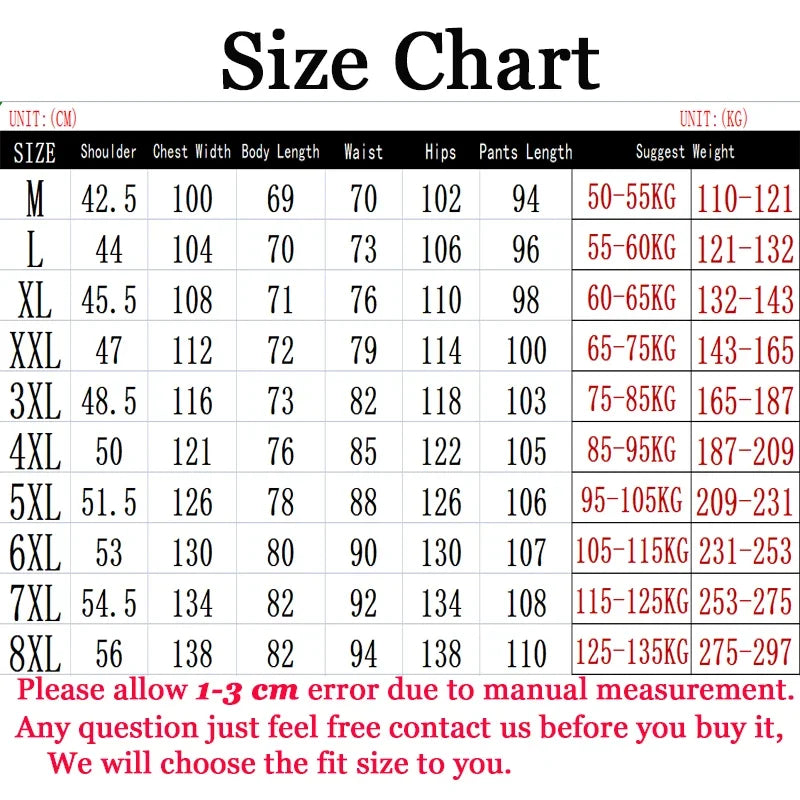 Men Set Large Size 6XL 7XL 8XL Fashion New  Autumn Winter Homme Suit Sweatshirt Sweatpants Men's Set Male Tracksuit Jacket