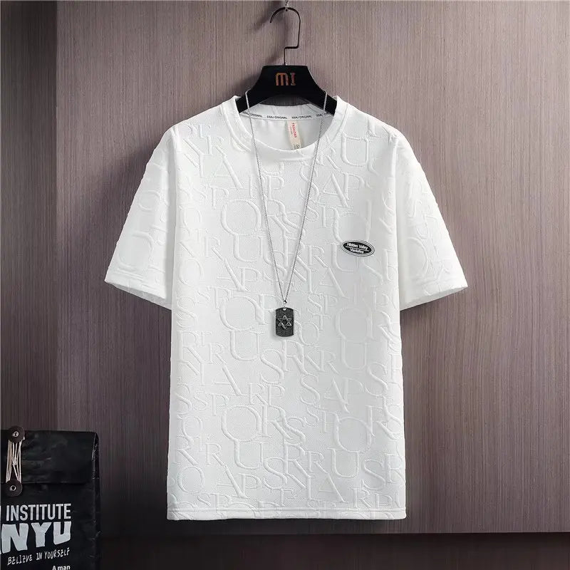 Summer Tshirt Shorts 2 Pieces Set White Tracksuit Men's 3D Letters Vintage Streetwear Creative Pattern Men Sets Short Outfits